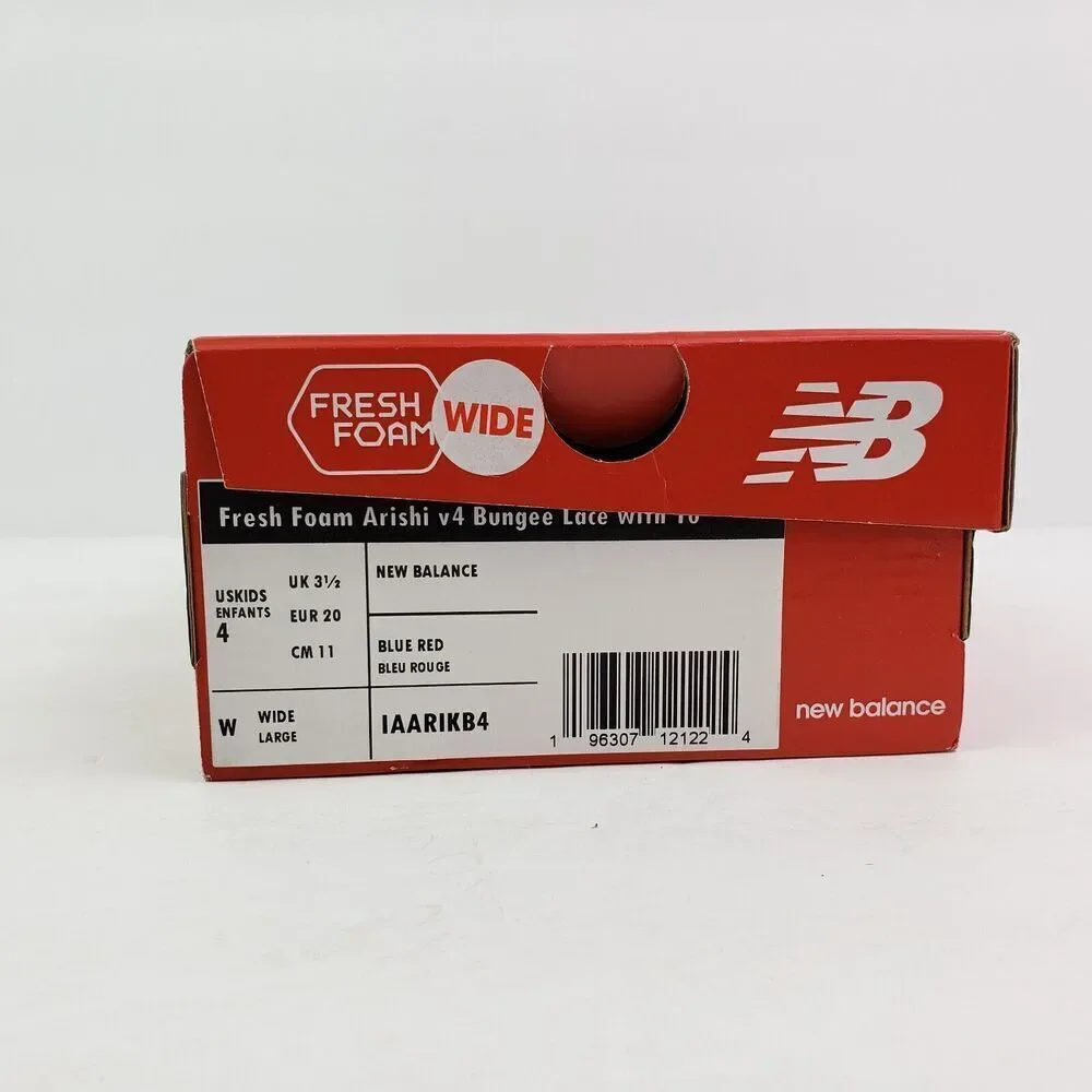 New Balance Fresh Foam Arishi v4 Baby Toddler Size 4c Wide Blue Red Sneaker Shoe